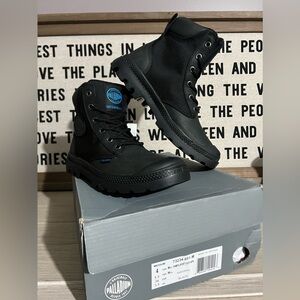 Palladium Black and Blue Waterproof Boots - youth size 4